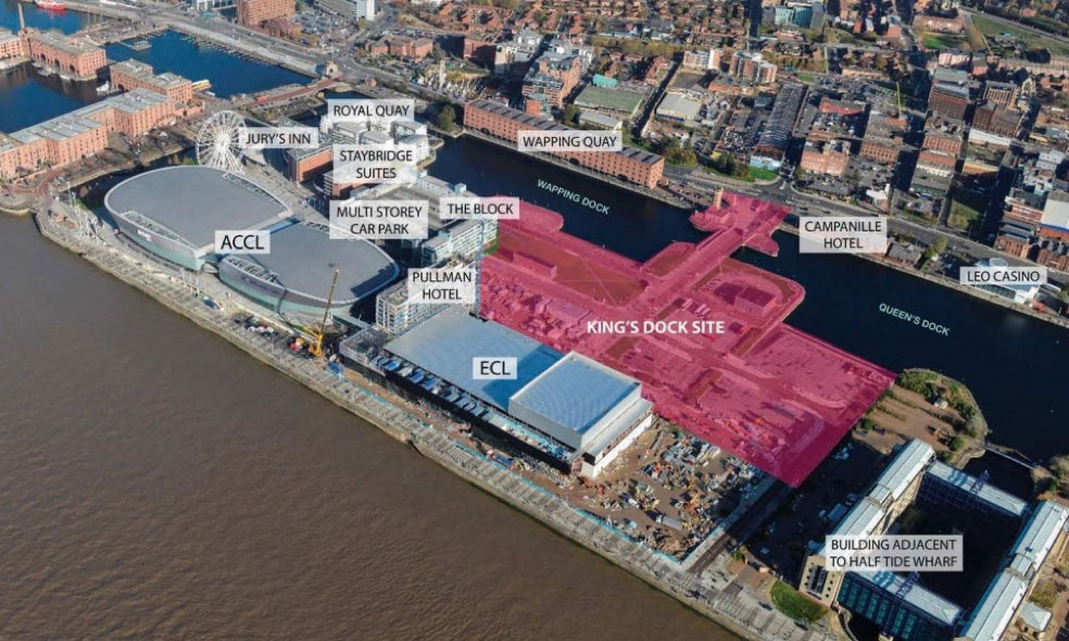 liverpool kings dock car park plans - ariel view